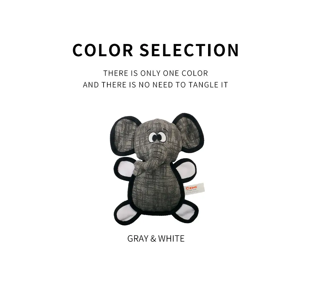 2025 New Product Classic Animal Shape Sturdy Dog Toy Collection Oblate Body Elephant (7)