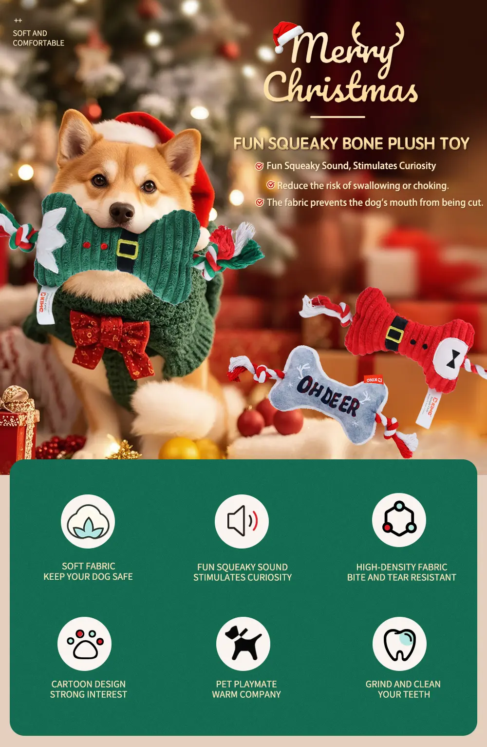 Squeaky Bone Plush Toy (5)