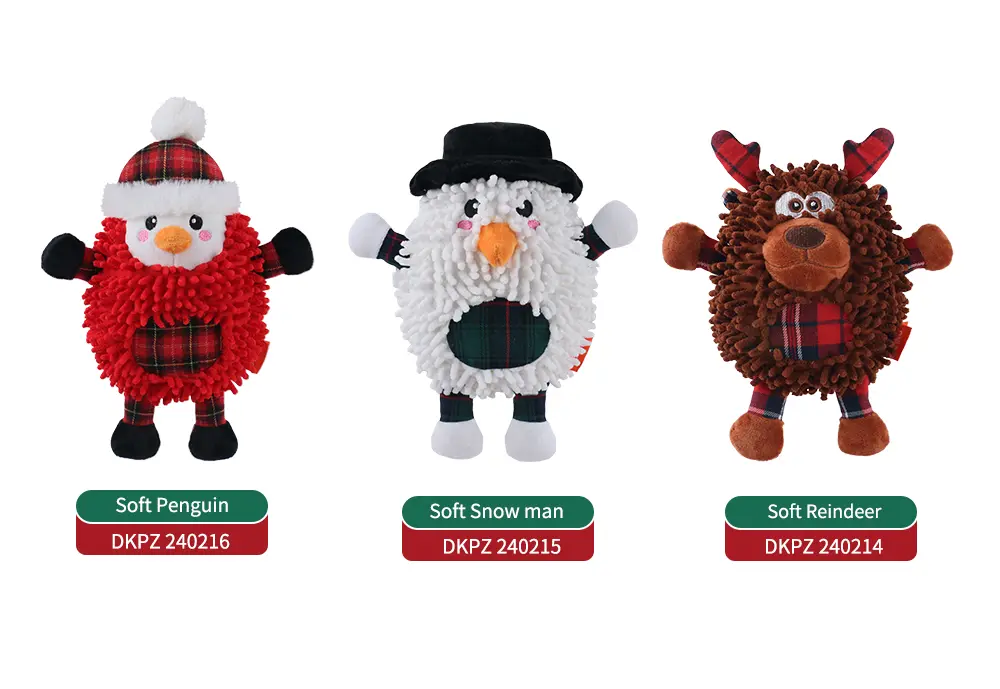 The Joyful Season Of Christmas, With Soft Plush Pet Toys Warmly Accompanying Soft Penguin, Soft Snow Man, Soft Reindeer (10)