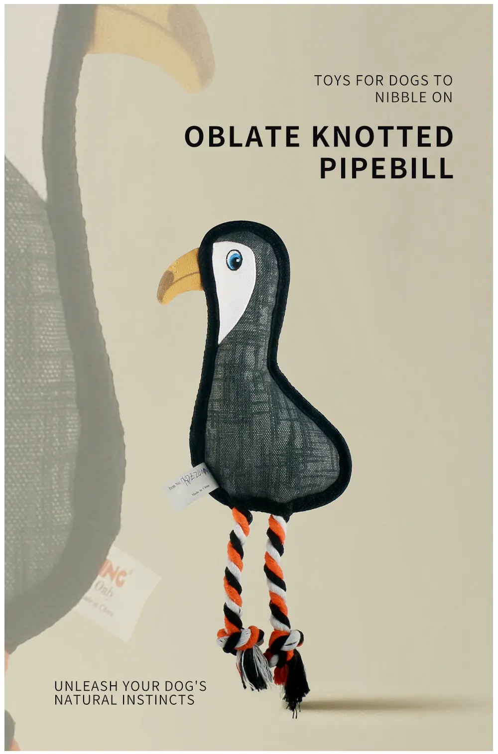  2025 New Product Classic Animal Shape Sturdy Dog Toy Collection Oblate Knotted Pipebill (4)