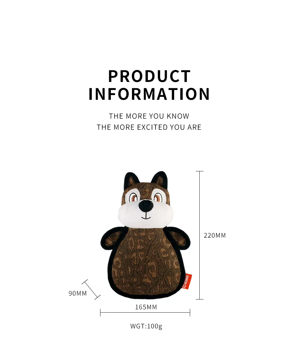 2025 New Product Classic Animal Shape Sturdy Dog Toy Collection Oblate Body Squirrel (6)