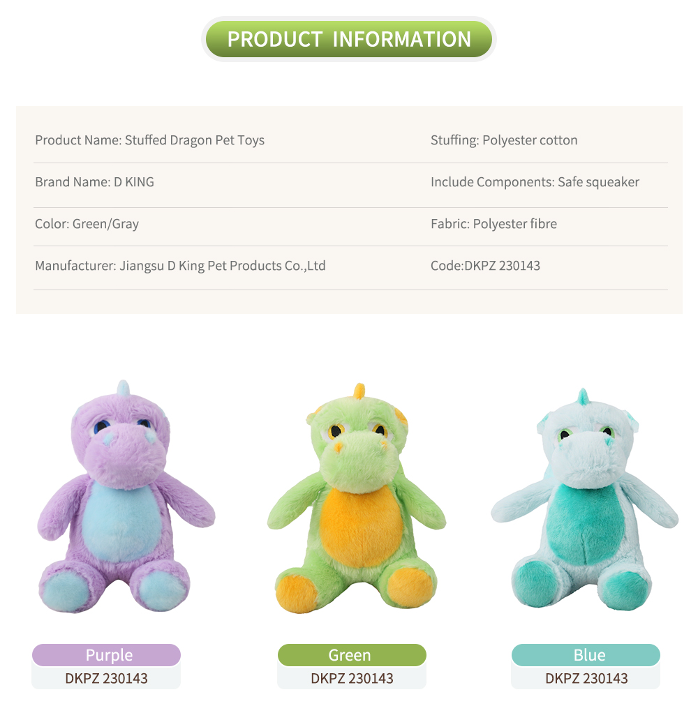 Plush Dragon-Shaped Pet Toys Are Adored By Pets, Featuring Soft Texture, Safe Materials, And Durable Construction For Endle (4)