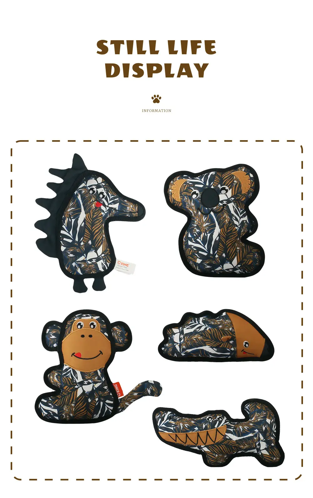 Innovative Design Series of Latest Dog Interactive Plush Toys Oblate echidna, Oblate koala, Oblate monkey, Oblate hedgehog, Oblate crocodile (11)
