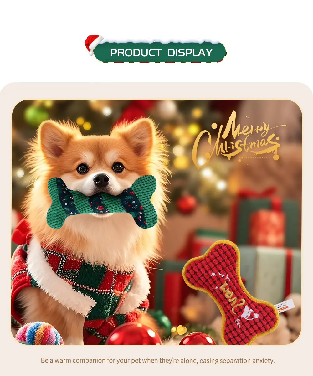 Christmas collection of squeaky plush toys Interlaced Red Bone,Interlaced Brown Bone,Interlaced Green Bone,Bounded Red Bone,Plush White Bone-1 (6)