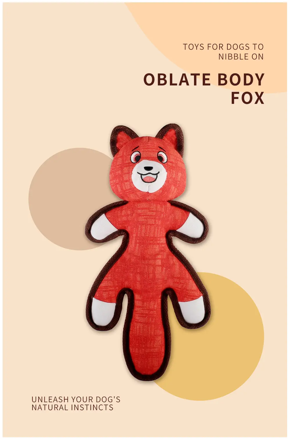 2025 New Product Classic Animal Shape Sturdy Dog Toy Collection Oblate Body Fox (5)
