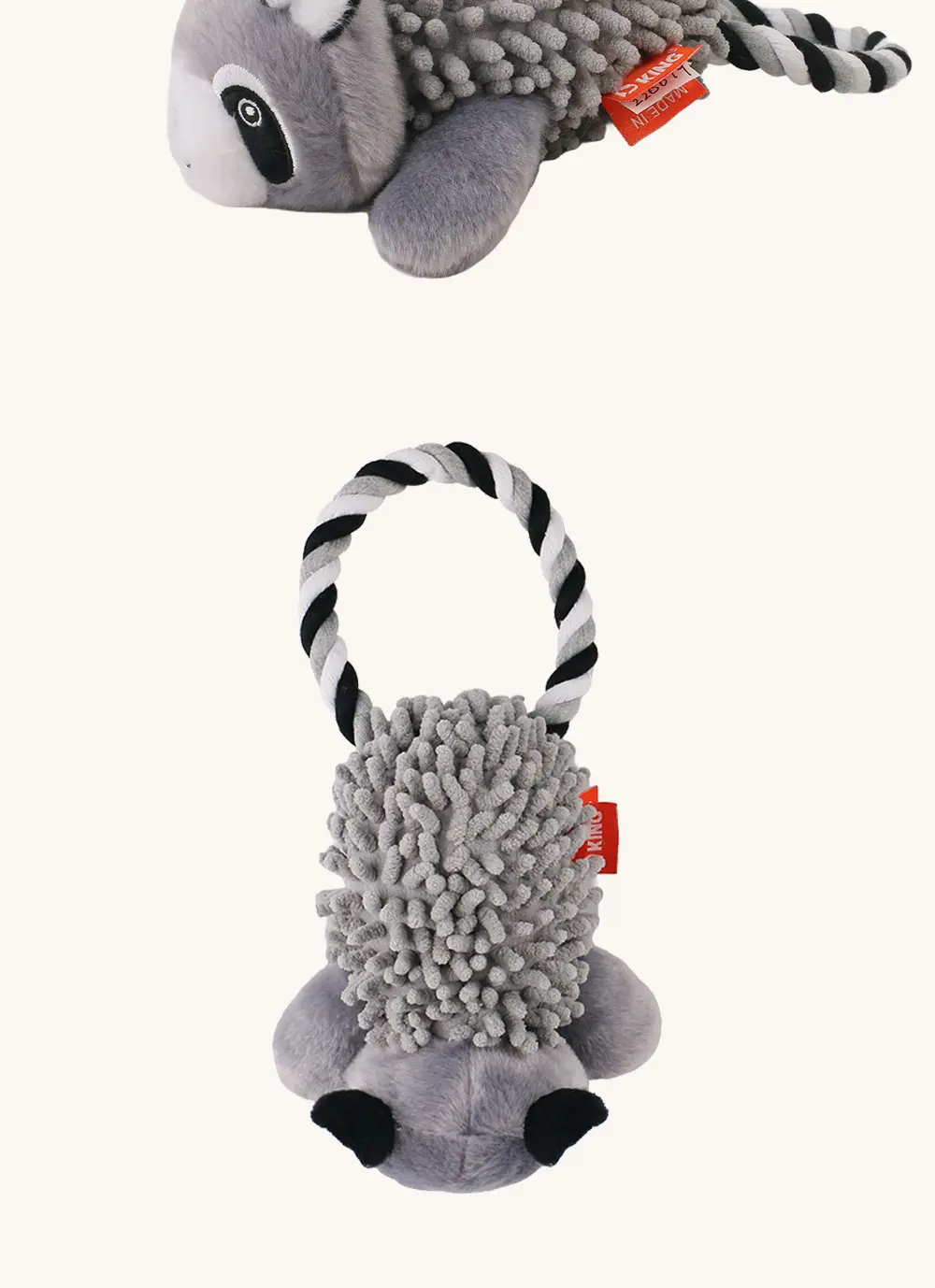 Rope Animal Plush Toys for Pets Rope ring mop velvet raccoon,Rope ring mop velvet monkey (15)