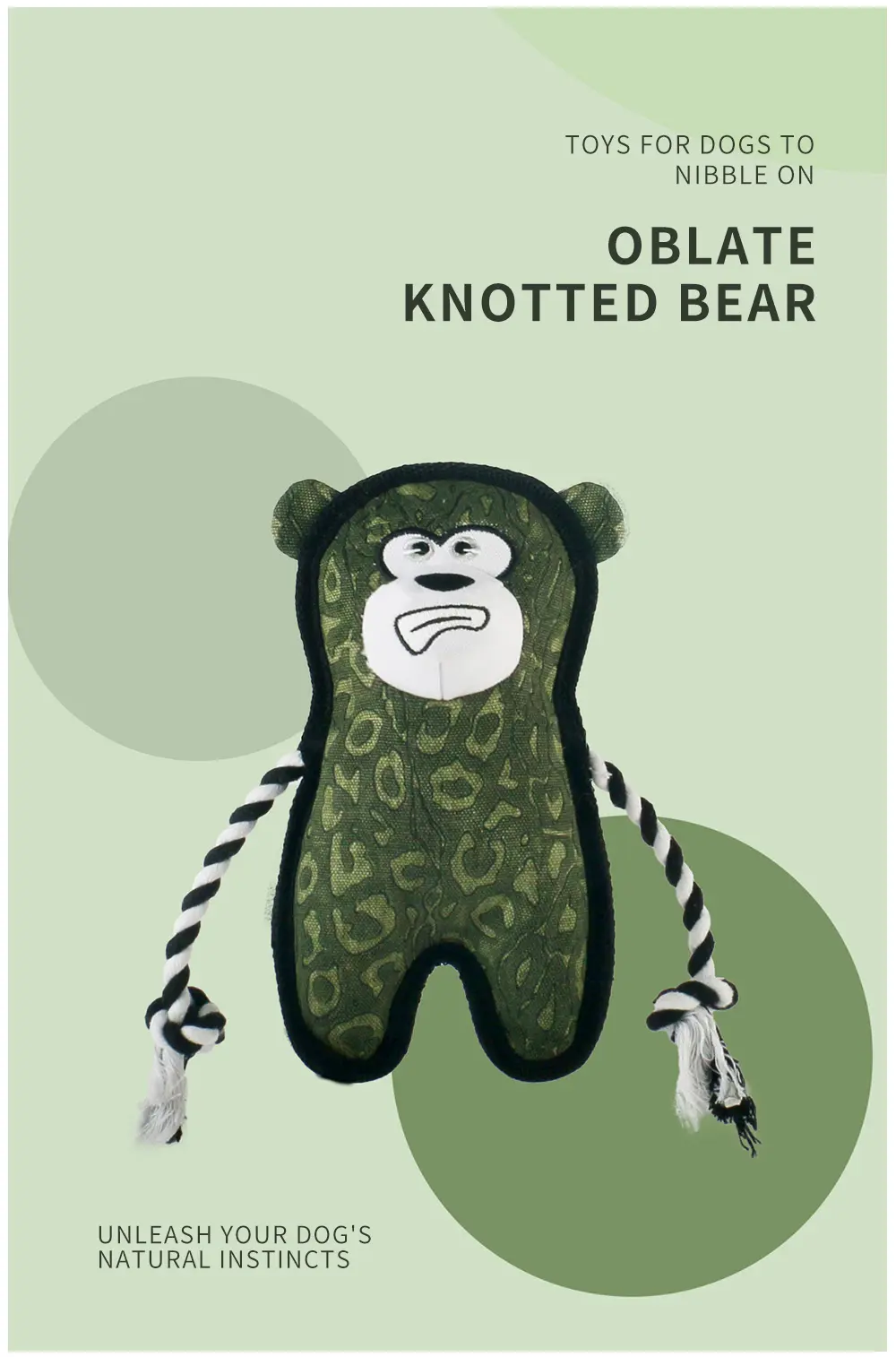 2025 New Product Classic Animal Shape Sturdy Dog Toy Collection Oblate Knotted Bear (5)