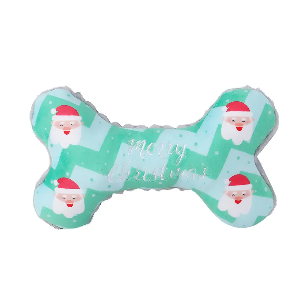 Blue & Green Bone-shaped Plush Toy: A Delightful Companion for Pets