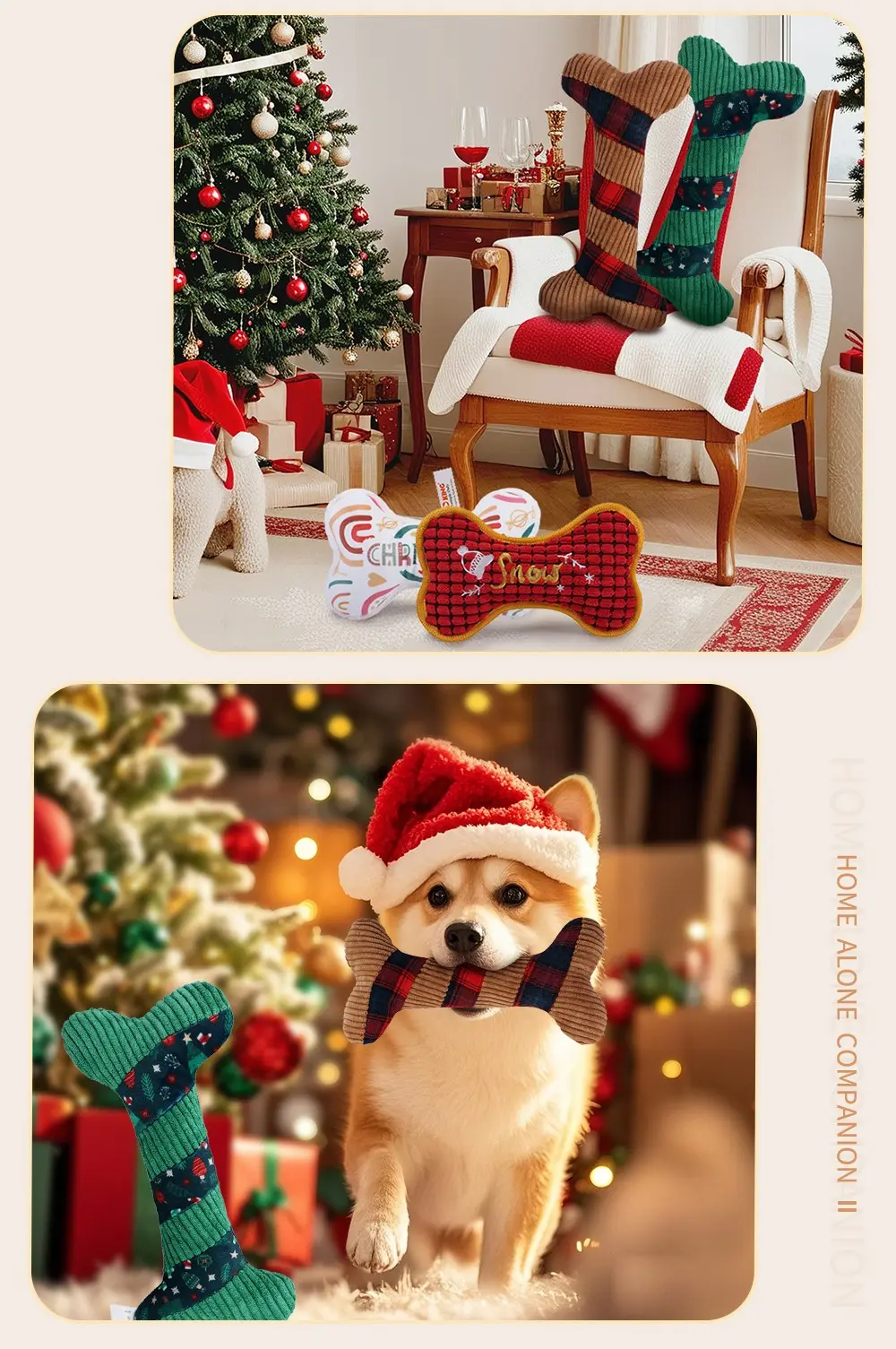 Christmas collection of squeaky plush toys Interlaced Red Bone,Interlaced Brown Bone,Interlaced Green Bone,Bounded Red Bone,Plush White Bone-1 (7)