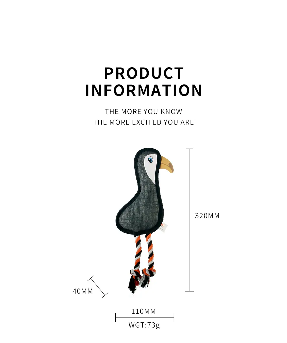  2025 New Product Classic Animal Shape Sturdy Dog Toy Collection Oblate Knotted Pipebill (5)