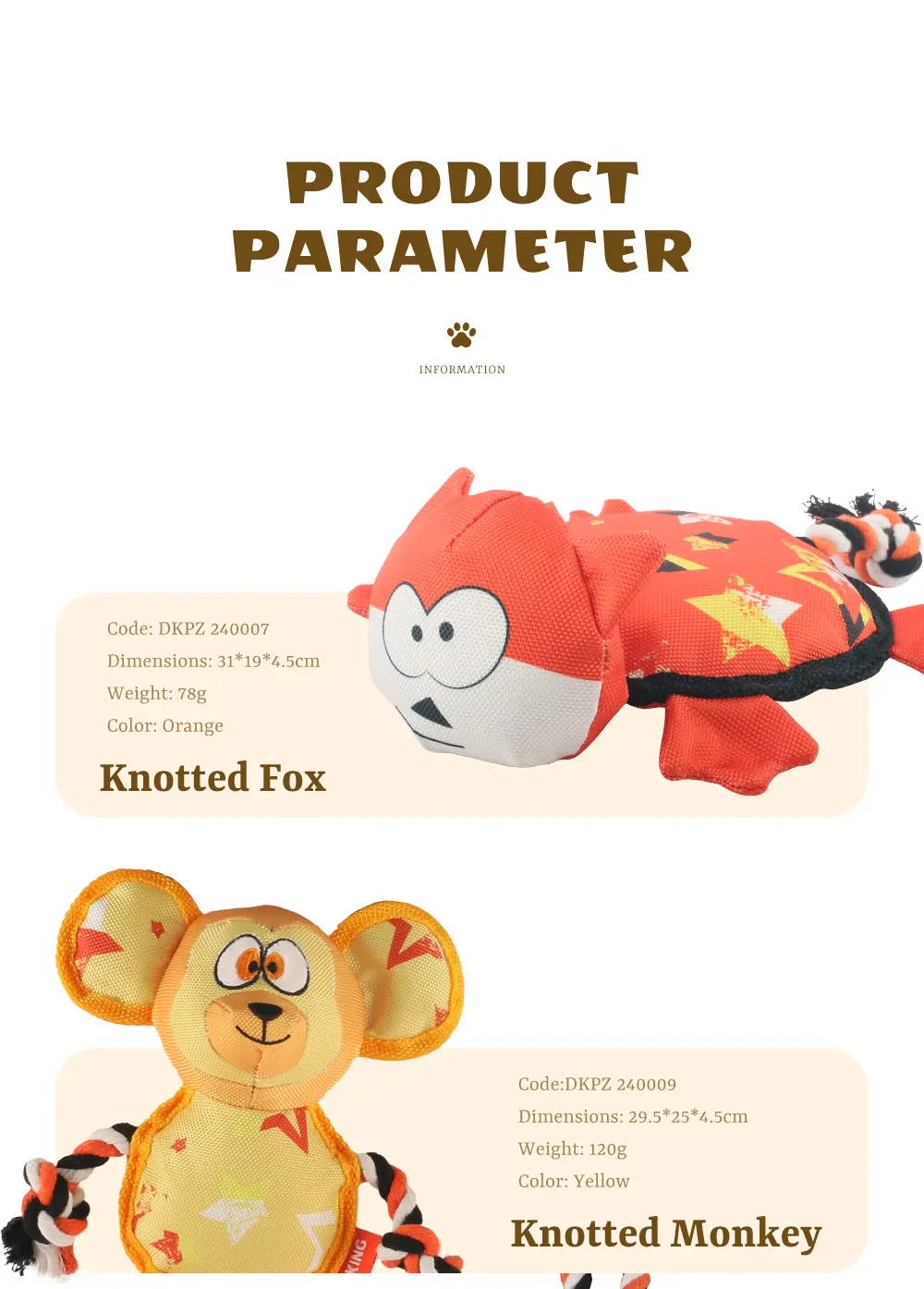 Latest Stylish Interactive Dog Stuffed Toys:Knotted Fox,Knotted Monkey,Knotted Duck,Knotted Lion (7)