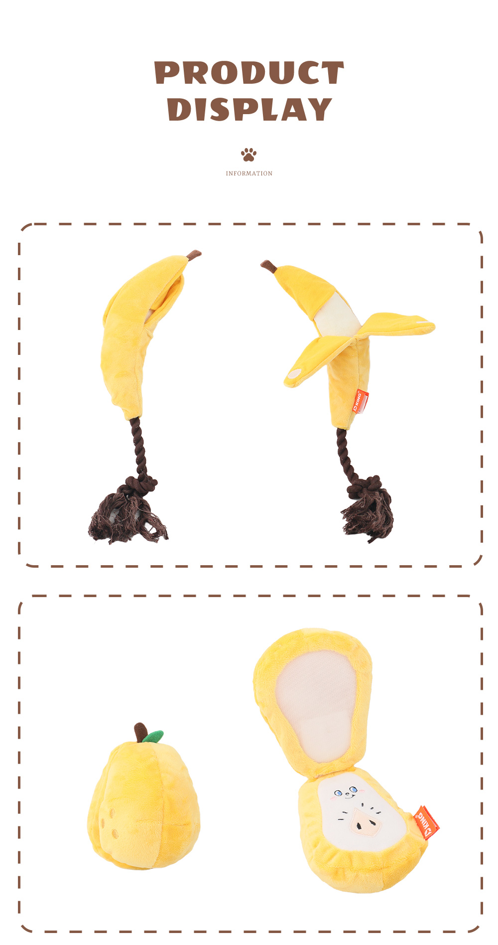 Creative Fruit Series Interactive Pet Plush Toys:Pear、Banana、Avocado、Apple (11)