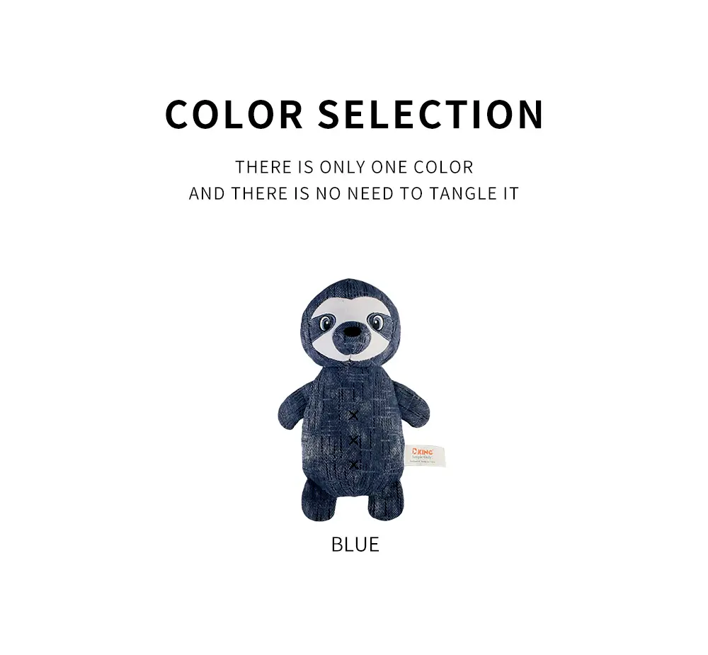 2025 New Product Classic Animal Shape Sturdy Dog Toy Collection Sloth (8)