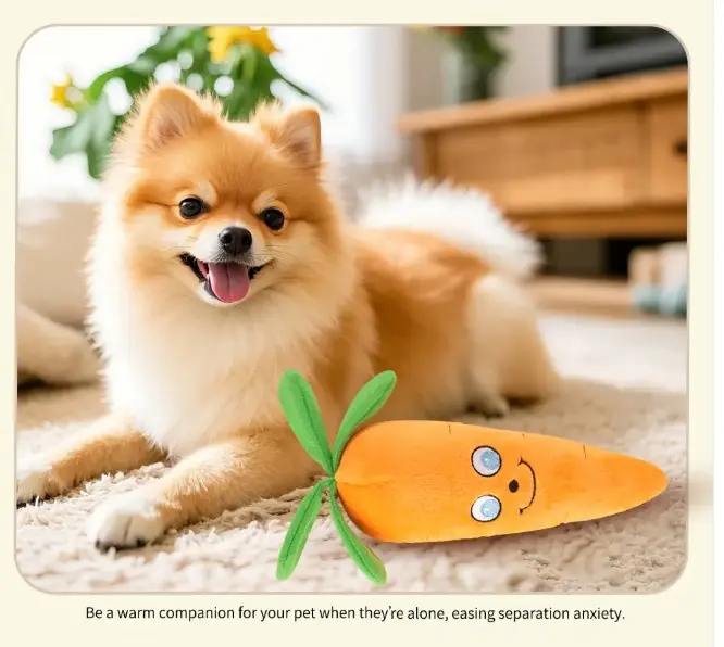Plush Carrot Dog Toy: Soft Chew Friend for Puppies