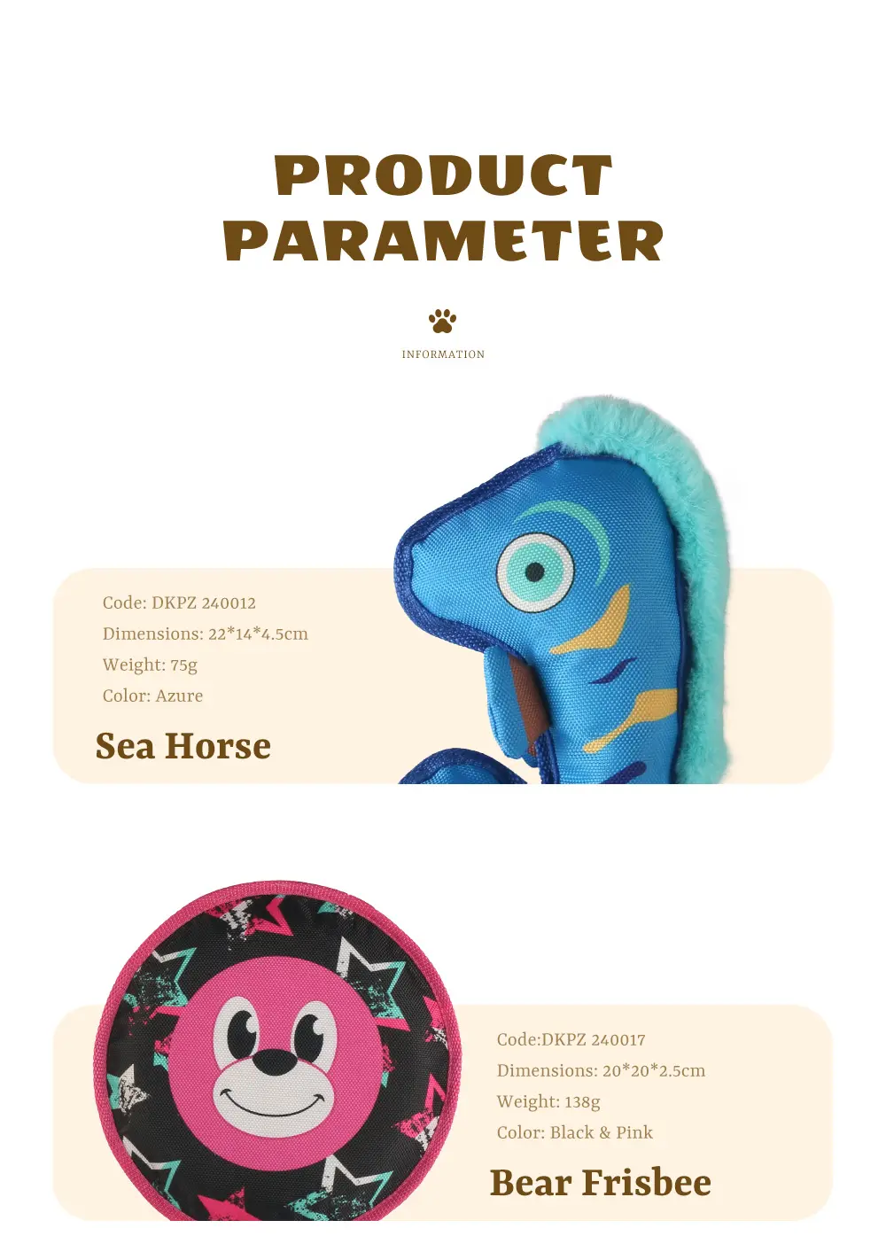 Soft, Safe, Interactive Dog Toys Excel:Sea Horse,Bear Frisbee,Chameleon,Snake (7)