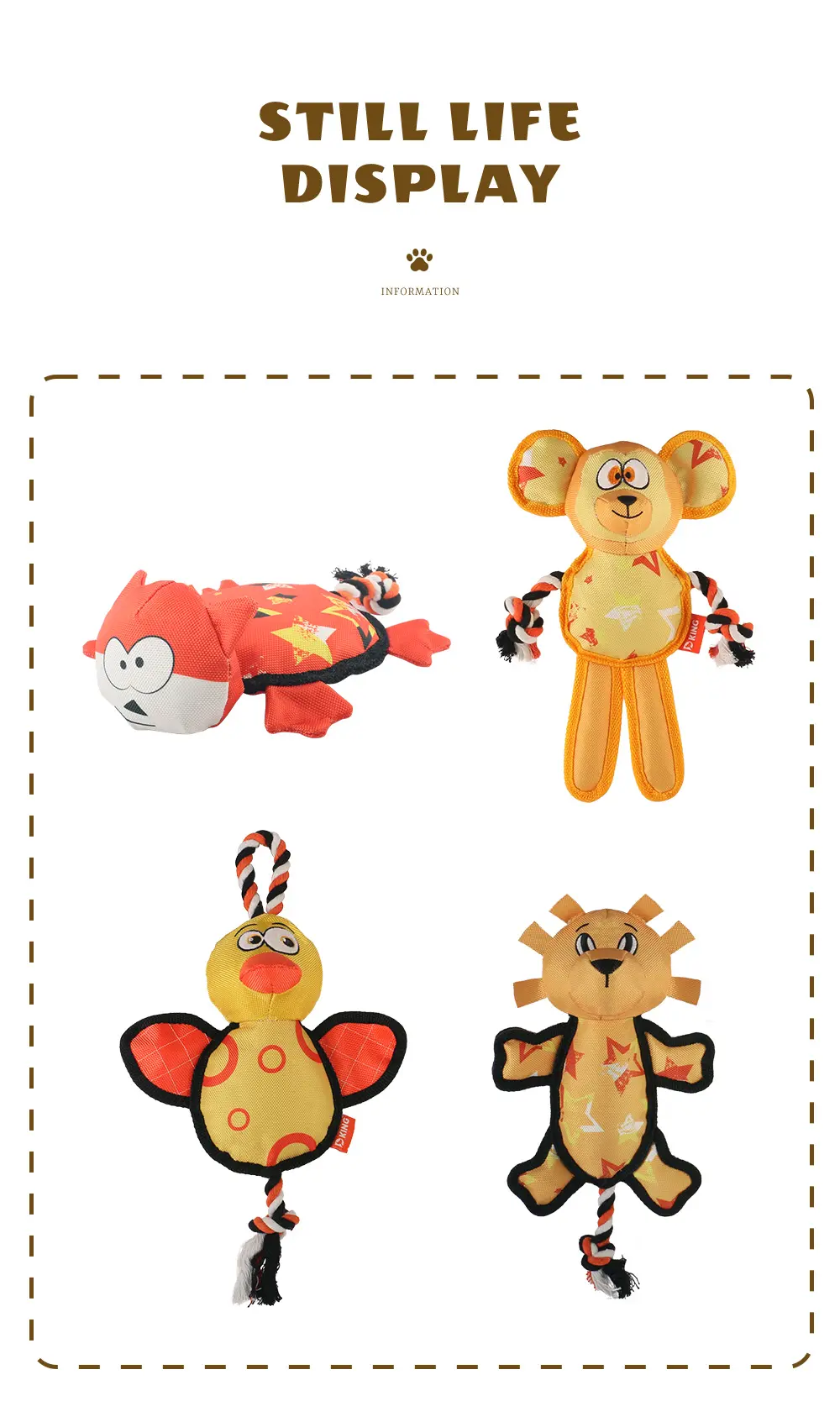 Latest Stylish Interactive Dog Stuffed Toys:Knotted Fox,Knotted Monkey,Knotted Duck,Knotted Lion (11)