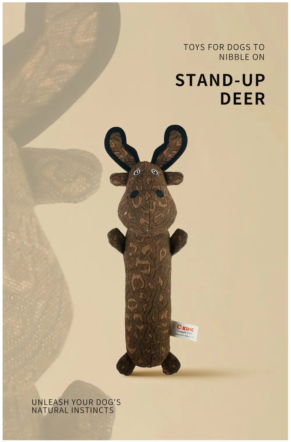 2025 New Product Classic Animal Shape Sturdy Dog Toy Collection Stand-up Deer (4)
