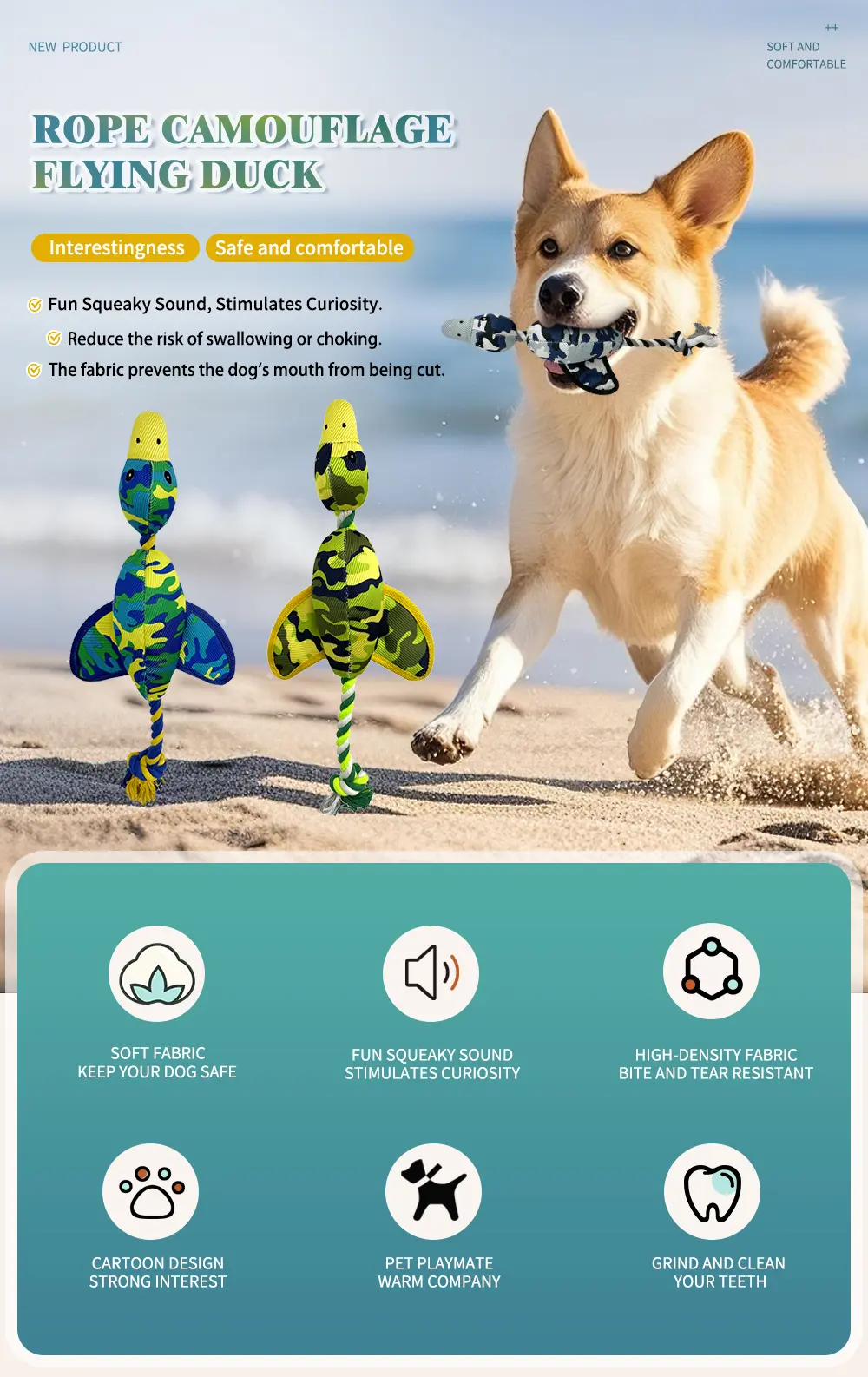 Rope Camouflage Duck Toy Blends Camouflage, Ropes For Pets