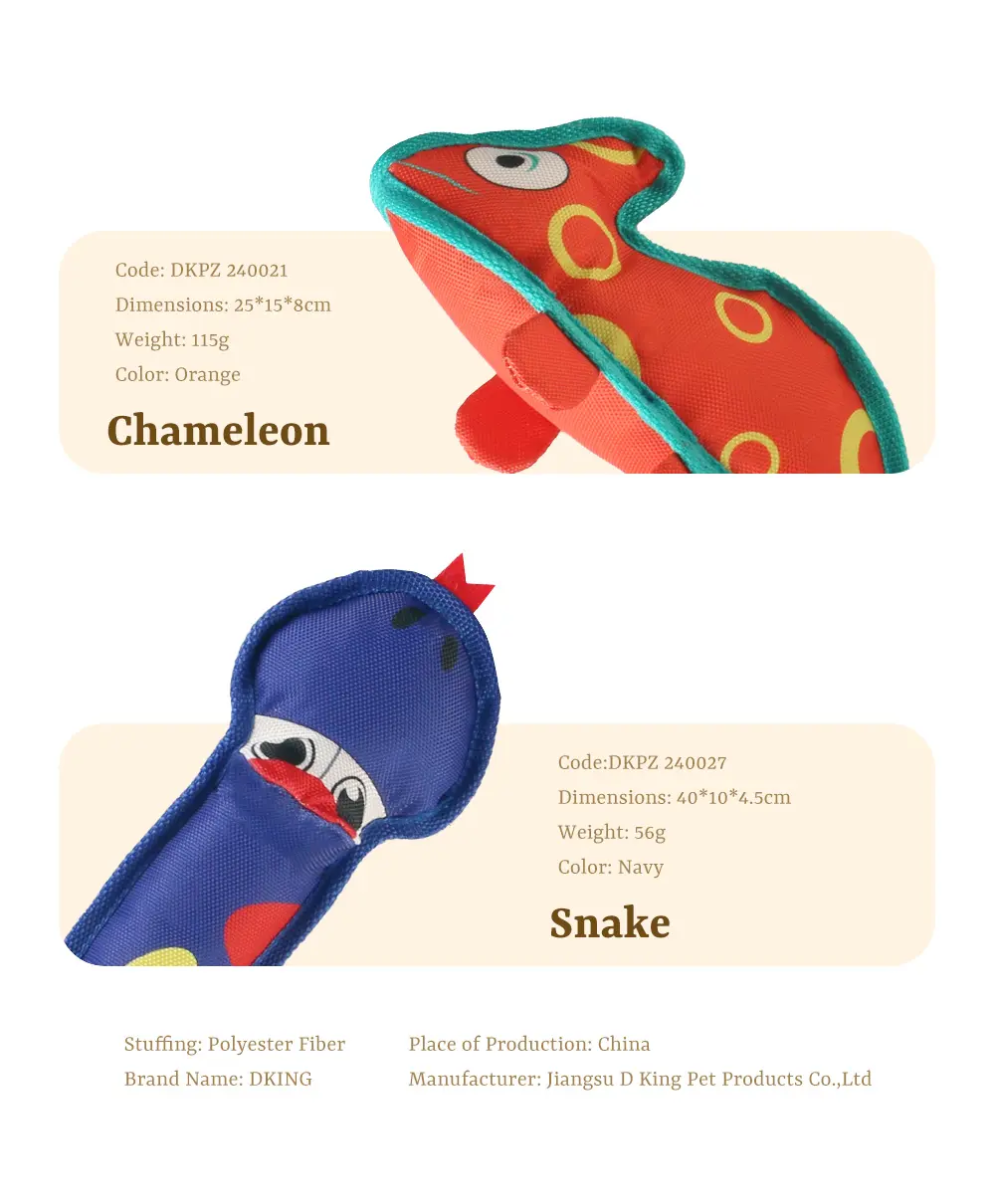 Soft, Safe, Interactive Dog Toys Excel:Sea Horse,Bear Frisbee,Chameleon,Snake (8)