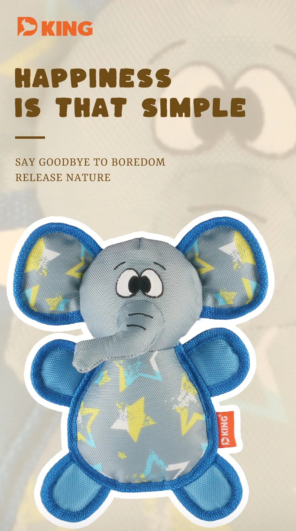 Dog Chew-Resistant Interactive Plush Toy Series:Bear, Hippo, Hippo, Elephant, Sloth (5)