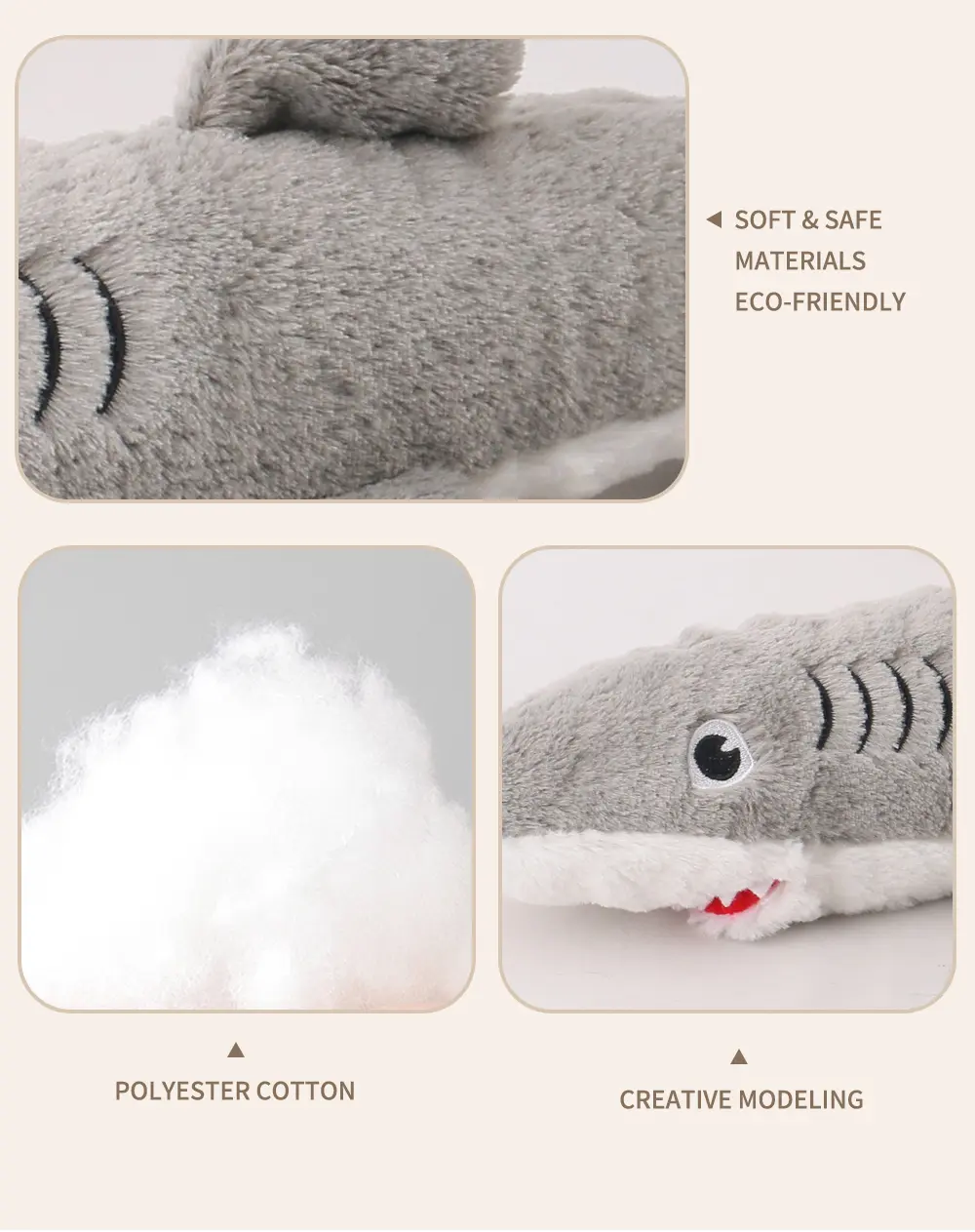 Cuddly Shark Pet Toy Soft Polyester, Lifelike Charm! (8)