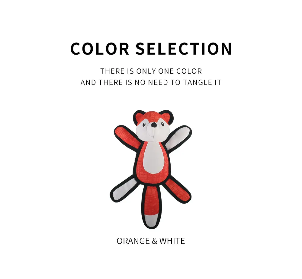 2025 New Product Classic Animal Shape Sturdy Dog Toy Collection Oblate Body Fox (8)