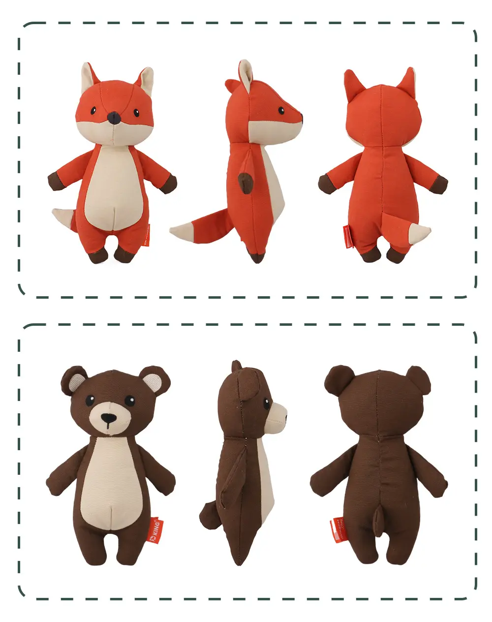 Cute Animal Series Plush Toys, Adorable Appearances, Safe Materials, Accompanying Growth:Pig,Fox,Bear (9)