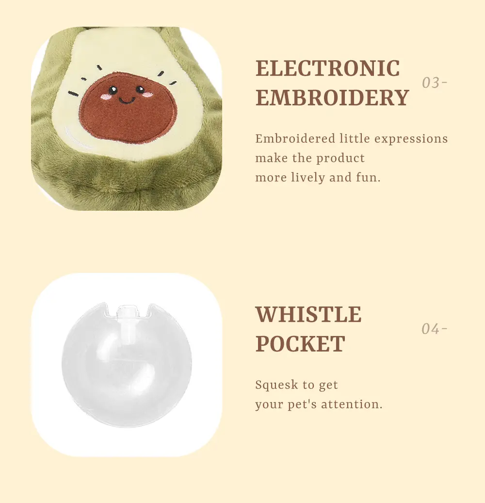 Creative Fruit Series Interactive Pet Plush Toys:Pear、Banana、Avocado、Apple (10)