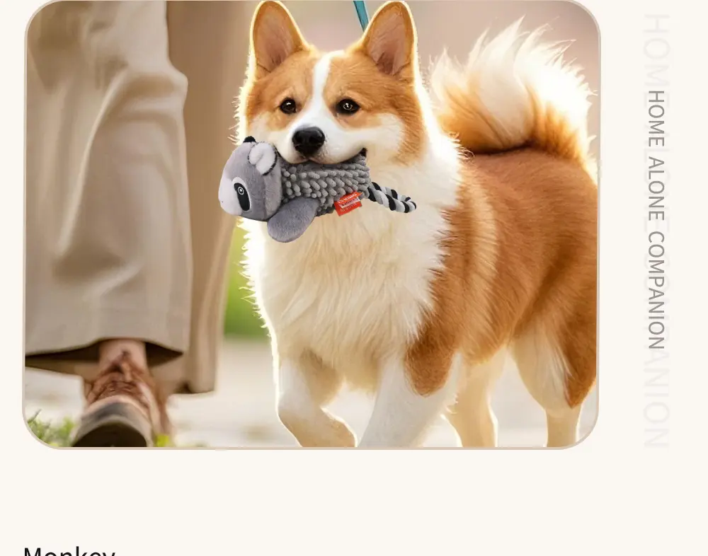 Rope Animal Plush Toys for Pets Rope ring mop velvet raccoon,Rope ring mop velvet monkey (12)