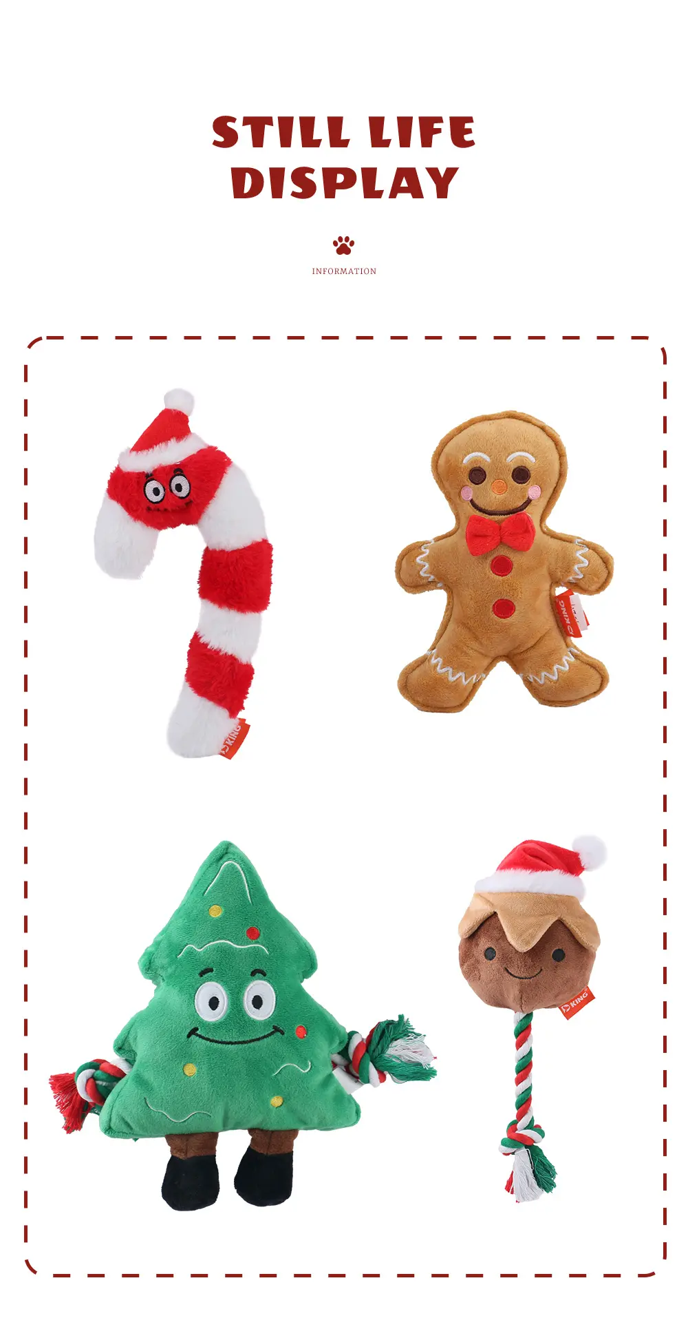 2025 Latest Innovative Dog Interactive Plush Toy Series Unveiled Candy Cane, Gingerbread Baby, Knotted Christmas TREE, Knotted Puddin (10)