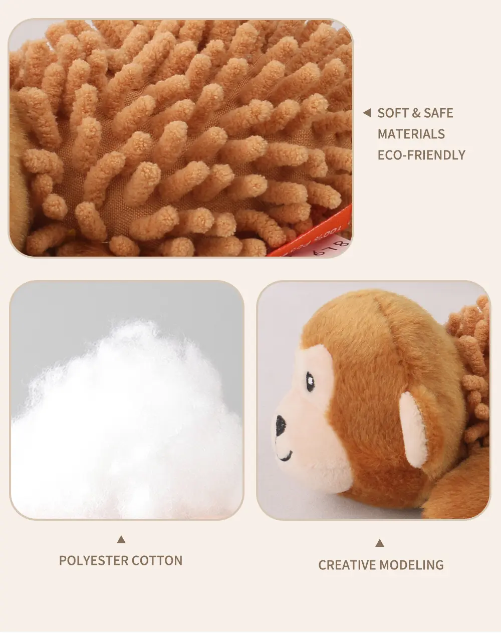 Rope Animal Plush Toys for Pets Rope ring mop velvet raccoon,Rope ring mop velvet monkey (7)