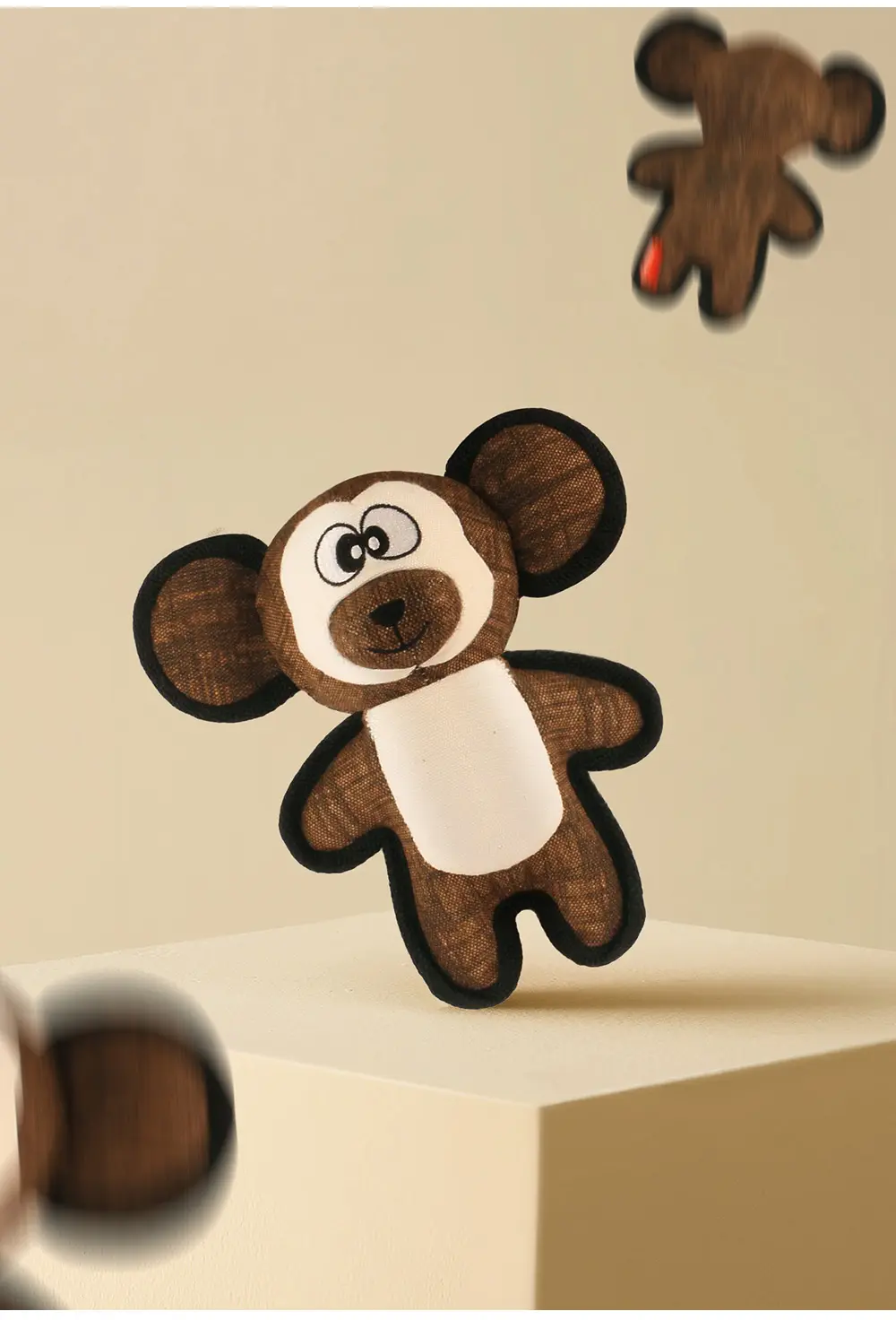 2025 New Product Classic Animal Shape Sturdy Dog Toy Collection Oblate Body Monkey (9)