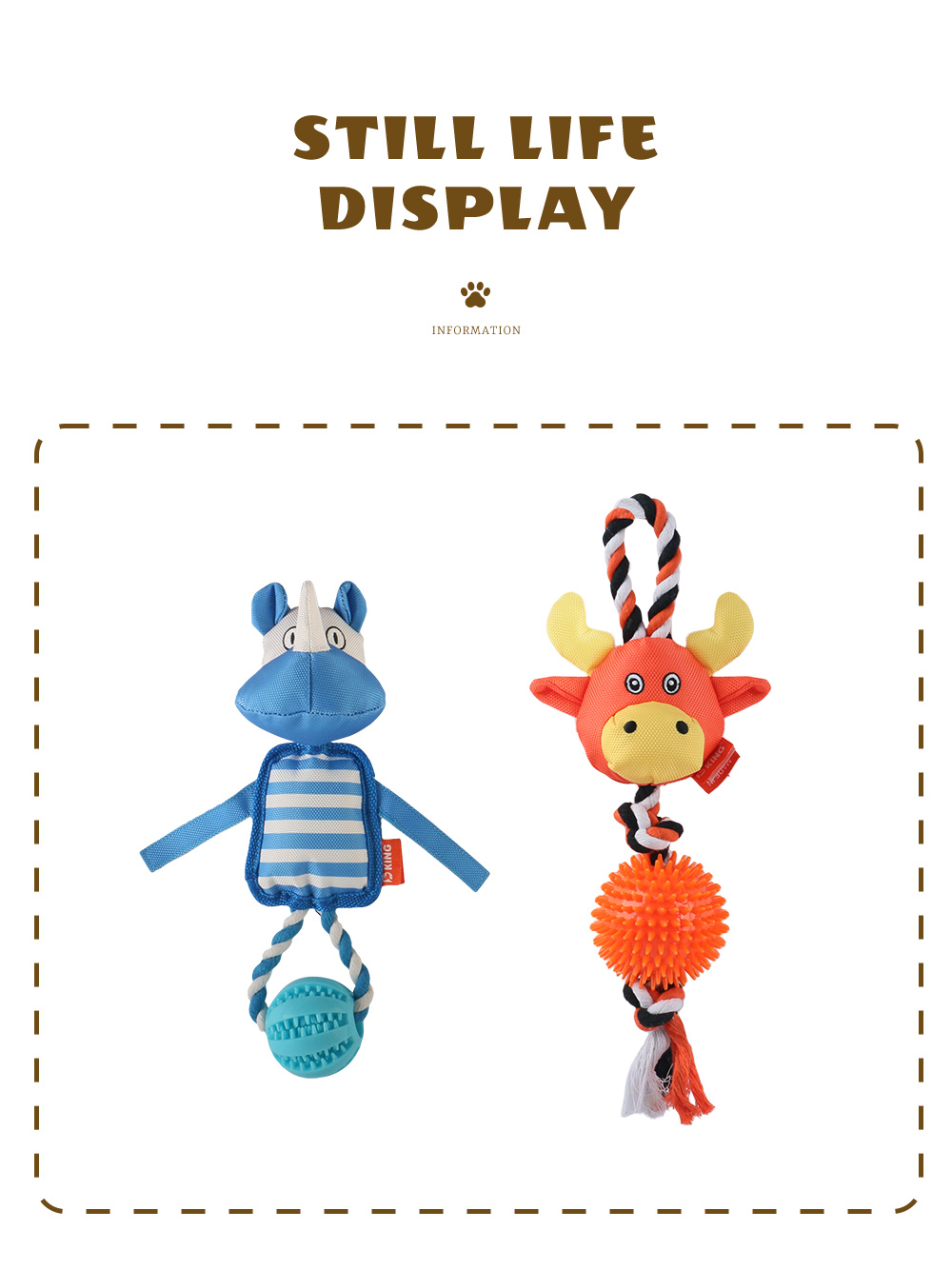 Dog Toys Safe, Soft, and Entertaining:Knotted Rhino,Knotted Giraffe (8)