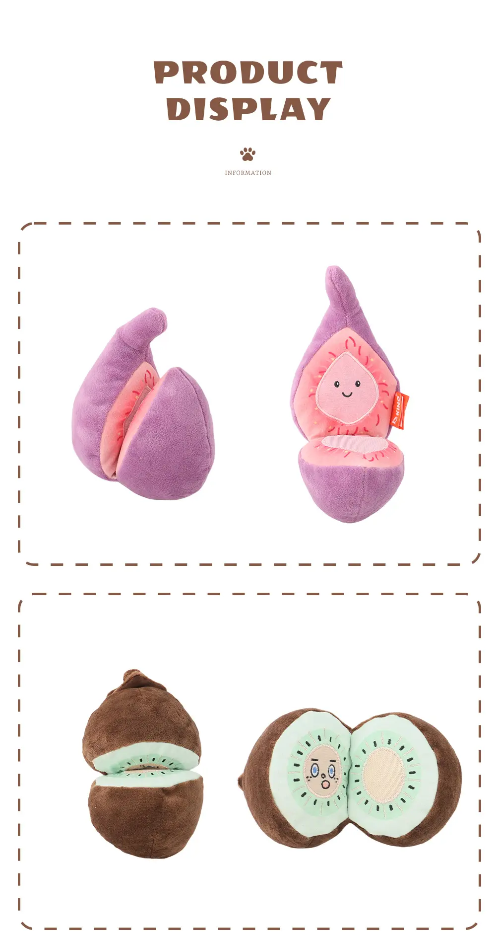 Fig, Kiwi, Durian, Strawberry Four Creative Fruit-Shaped Plush Toys For Pets (11)