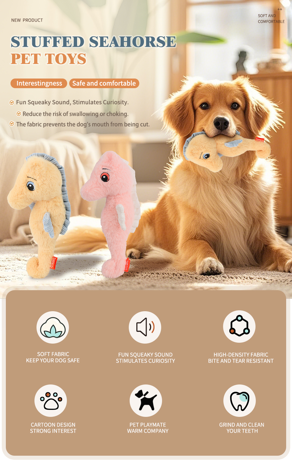 Stuffed Seahorse Pet Toy A Cuddly Companion for Your Pet (7)
