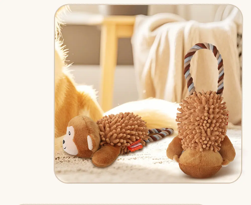 Rope Animal Plush Toys for Pets Rope ring mop velvet raccoon,Rope ring mop velvet monkey (11)