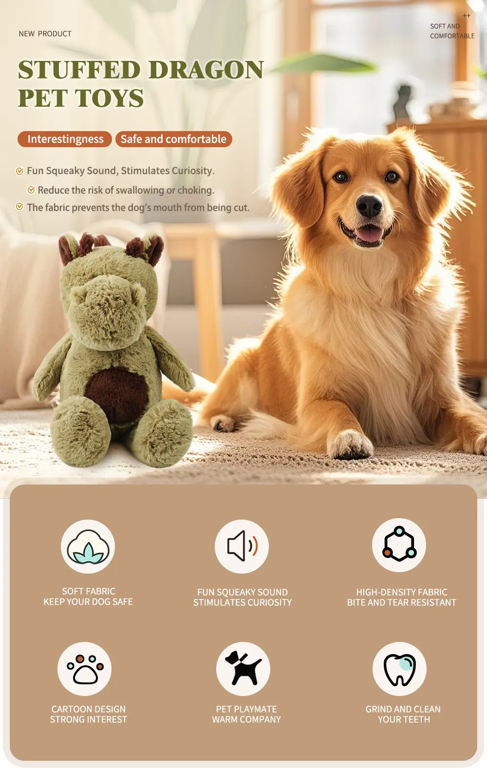 Stuffed Dragon Pet Toys Soft, cuddly, safe, durable, dragon-themed, pet-friendly, vibrant colors, enchanting design, playful   (1)