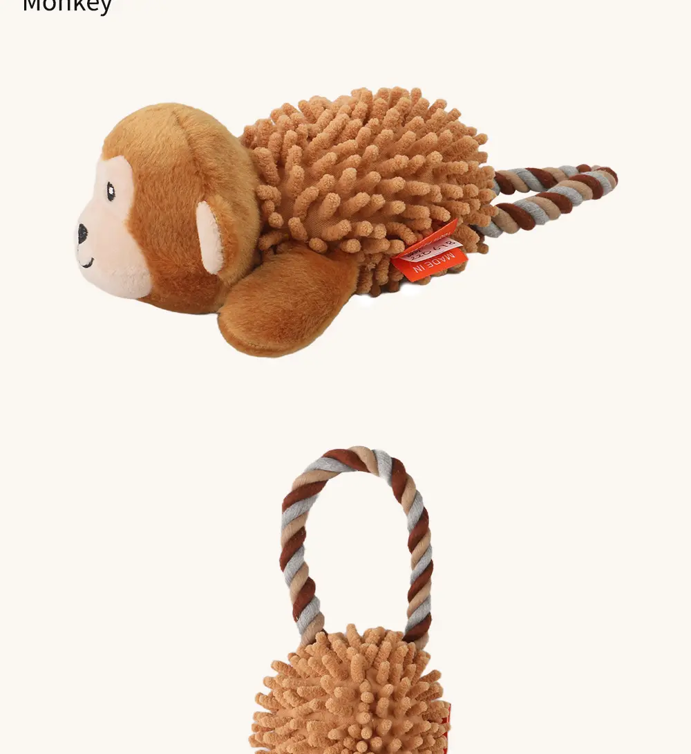 Rope Animal Plush Toys for Pets Rope ring mop velvet raccoon,Rope ring mop velvet monkey (13)