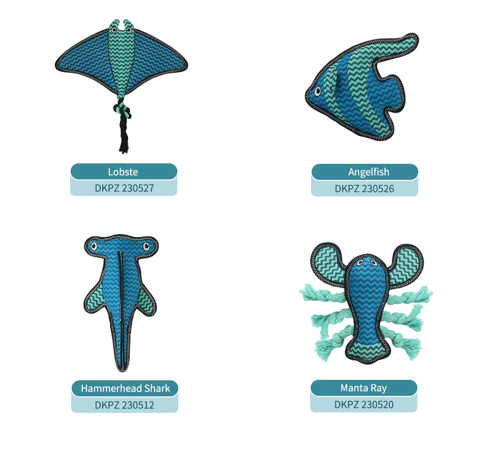 Dog Interactive Biting Soft Toy:Lobste,Angelfish,Hammerhead Shark,Manta Ray (10)