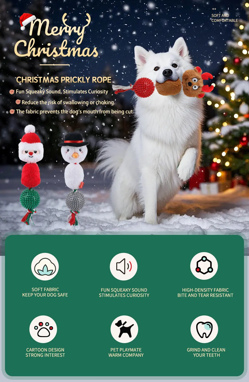 The Christmas-Themed Doggy Plush Toys Perfectly Blend The Joy of The Holiday Season With The Adorability of Pets Konted Reindeer, Konted Snowman, Kont (1)