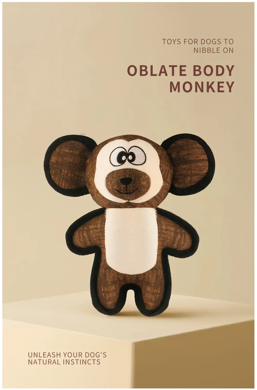2025 New Product Classic Animal Shape Sturdy Dog Toy Collection Oblate Body Monkey (5)