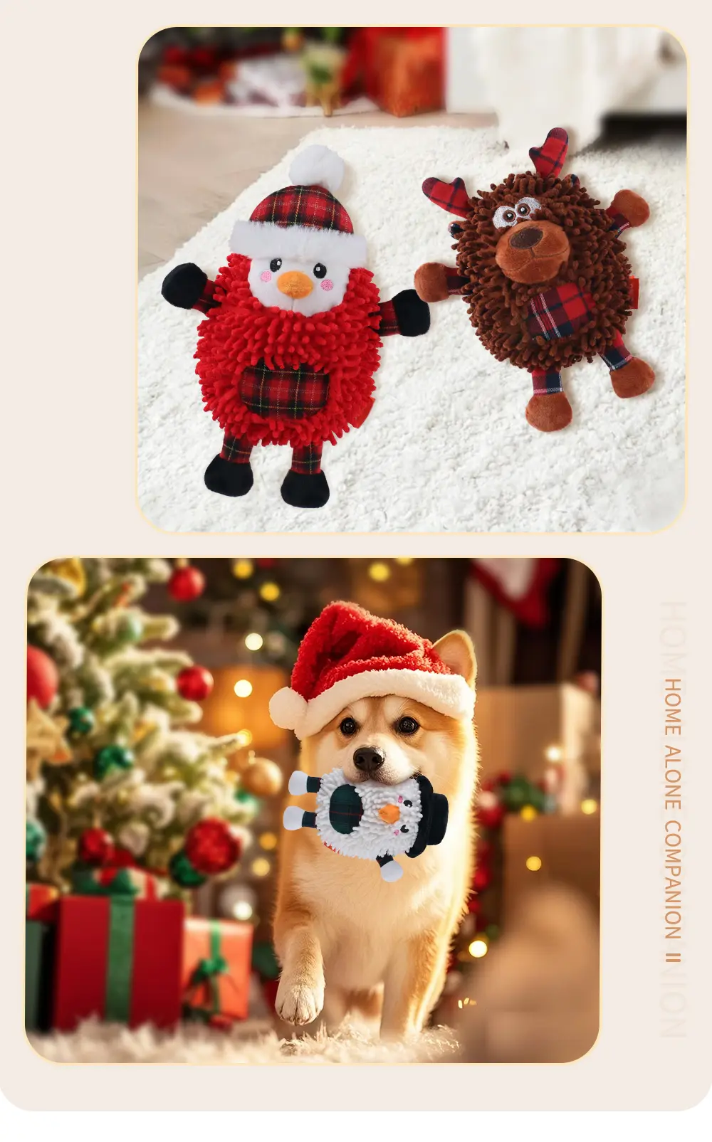 The Joyful Season Of Christmas, With Soft Plush Pet Toys Warmly Accompanying Soft Penguin, Soft Snow Man, Soft Reindeer (12)