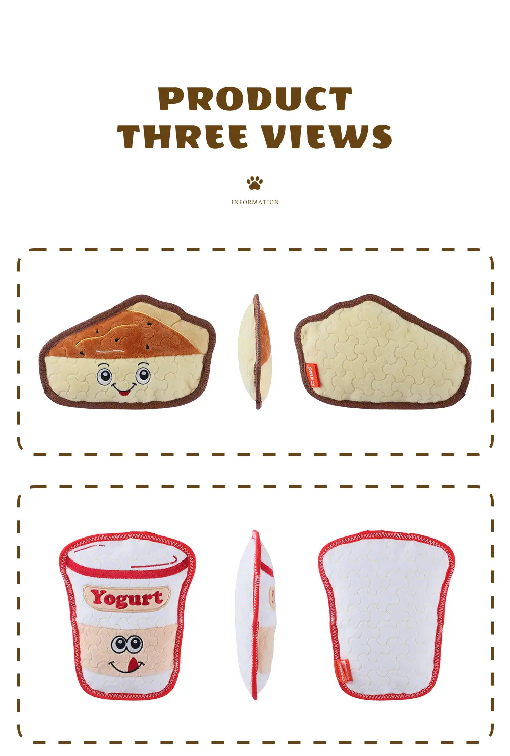 Latest Dog Plush Toy Series Cheese Cake, Yogurt, Chocolate Pie, Peanut Butter, Butter (12)