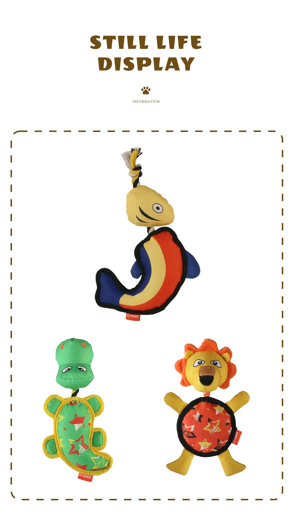 Interactive Dog Stuffed Toys：Knotted Fish，Knotted Crocodile，Knotted Lion (10)