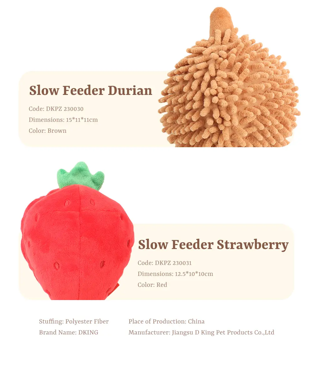 Fig, Kiwi, Durian, Strawberry Four Creative Fruit-Shaped Plush Toys For Pets (8)