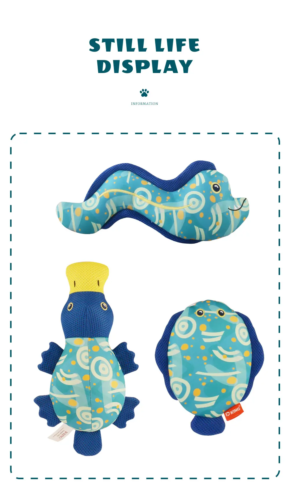 Selected Pet Plush Toy, Comfortable and Durable for Chewing, Keeps Your Dog Happy and Entertained:Eel,Turbot,Platypus (9)