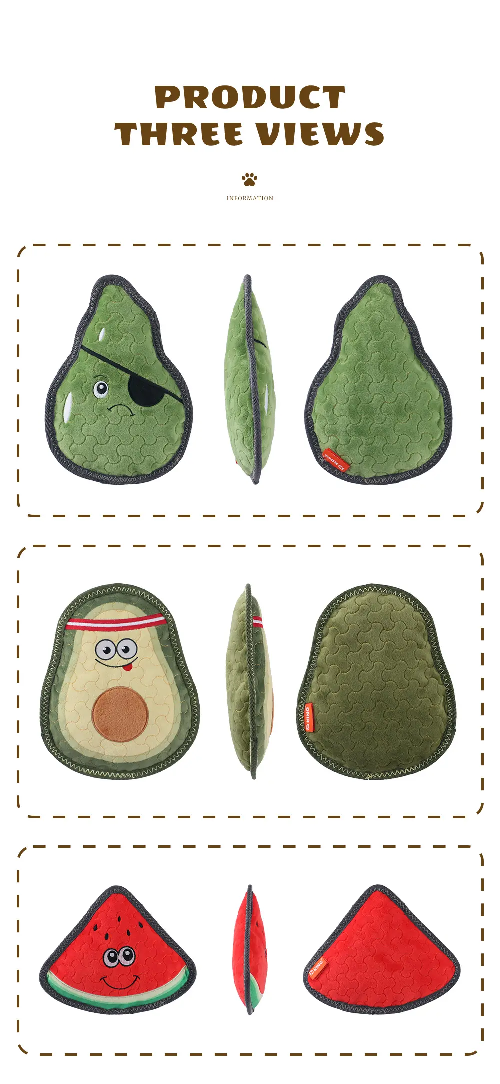 Latest Dog Plush Toy Series Captain pear, Gymnastic avocado, Watermelon (10)