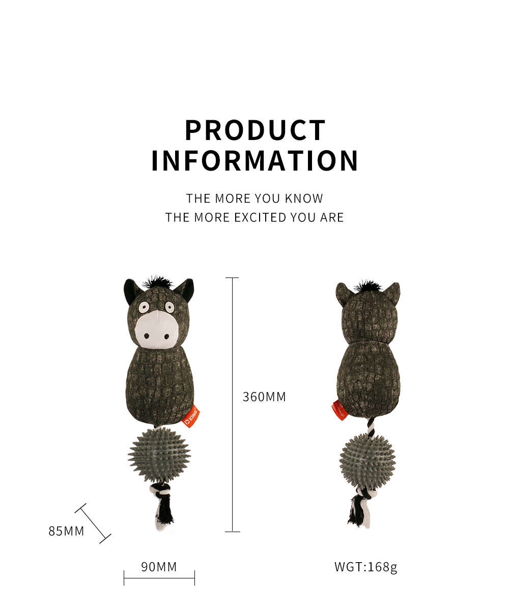 2025 New Product Classic Animal Shape Sturdy Dog Toy Collection Donkey with Thorn Ball (7)