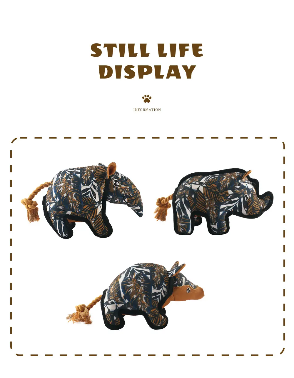 Latest Rope Plush Toys 3D Knotted Anteater, 3D Knotted Rhino, 3D Knotted Armadillo (9)