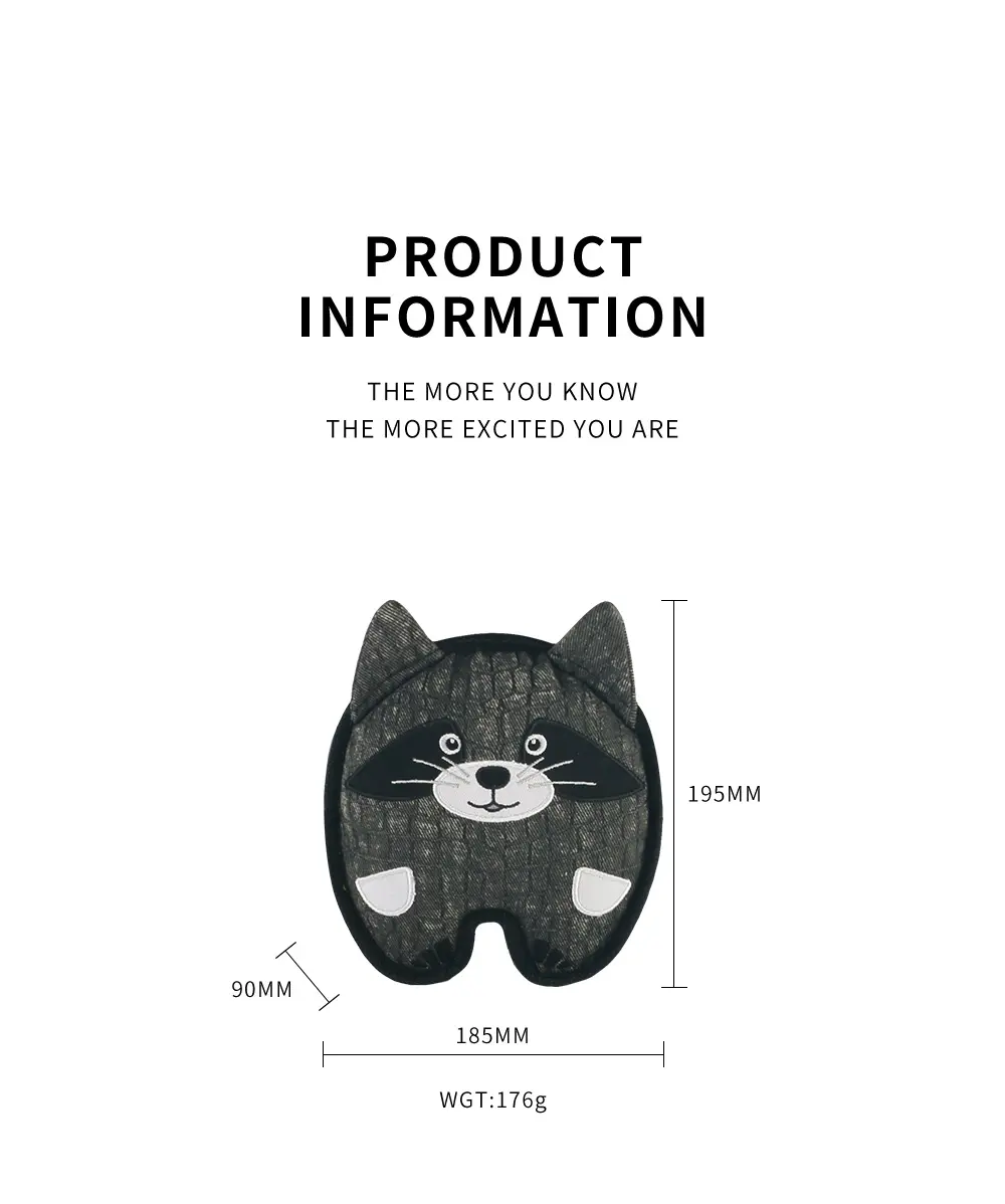 2025 New Product Classic Animal Shape Sturdy Dog Toy Collection 3D Raccon (5)